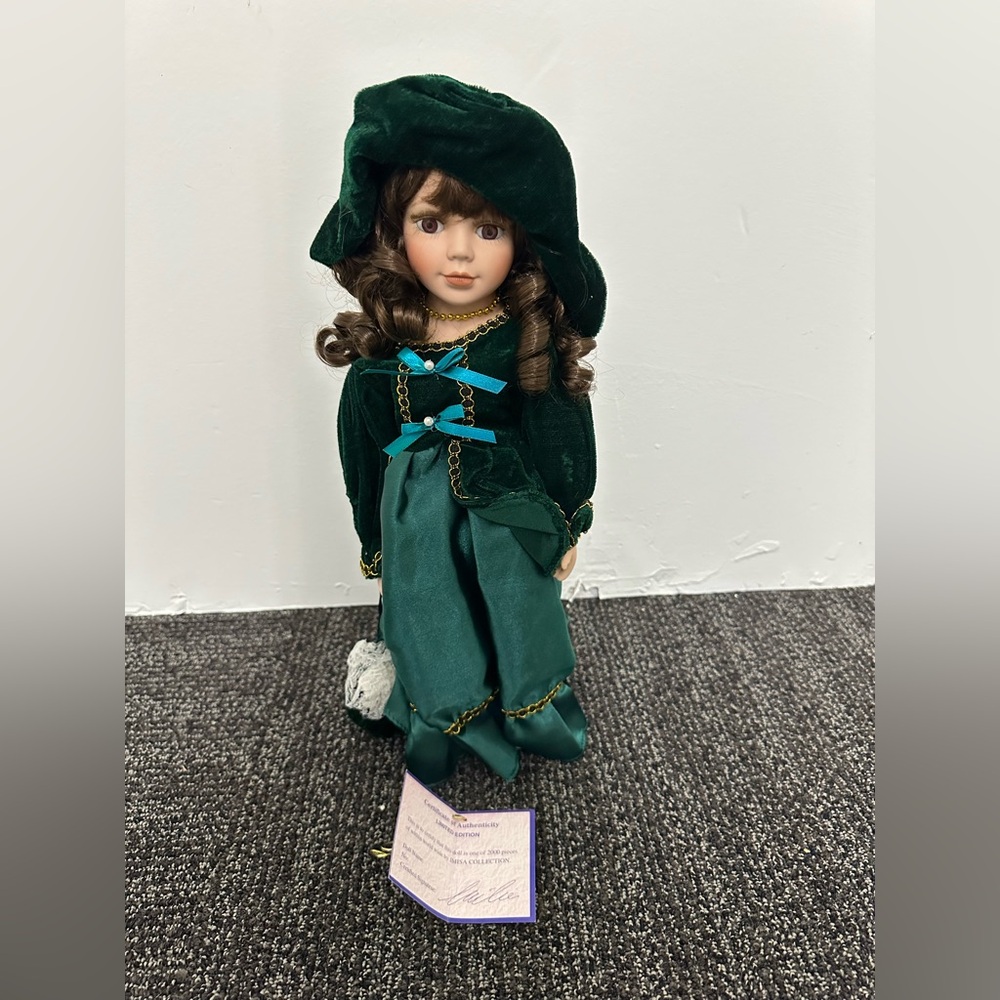 J. Misa Collection Hand Painted Porcelain Doll 16" W Certificate of Authenticity